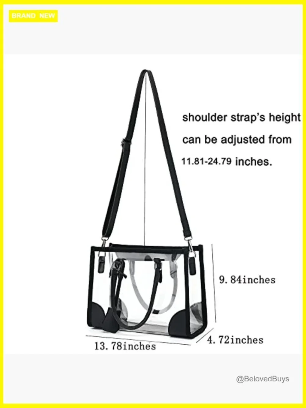 Stadium Approved Clear Tote Bag Crossbody Adjustable Strap
